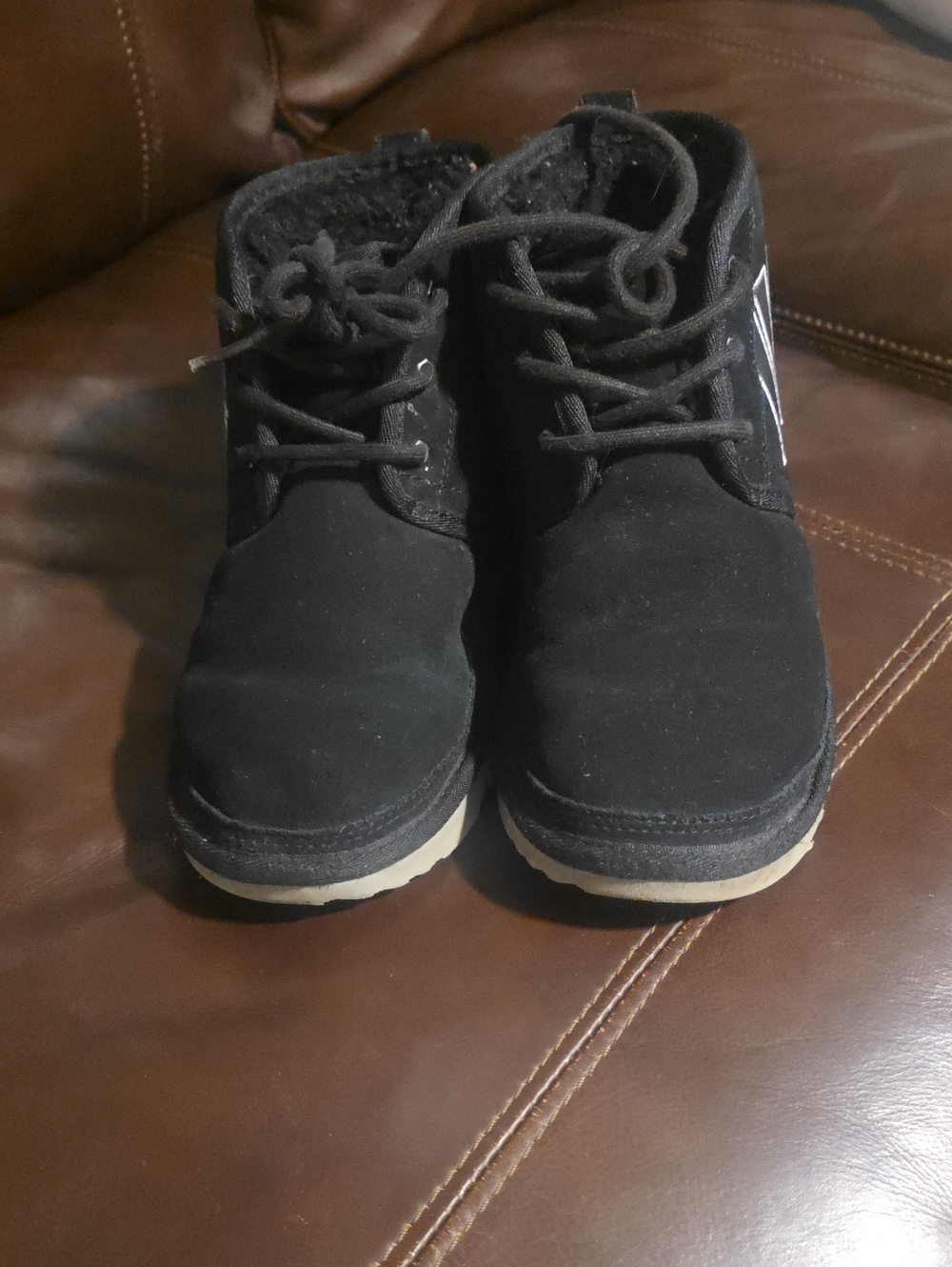 UGG Boy's Black Suede Chukka Boots with Cream Sole